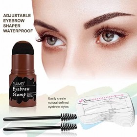 Kit De Tampons à Sourcils – Kit De Mise En Forme De Tampons à Sourcils éTanche, Poudre à Sourcils Avec 2 Pinceaux à Sourcils 