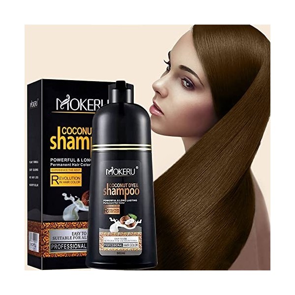 Shampoing instantané pour cheveux noirs et gris - Shampoing colorant 3 en 1 pour femmes et hommes, Light Brown Hair Dye Shamp