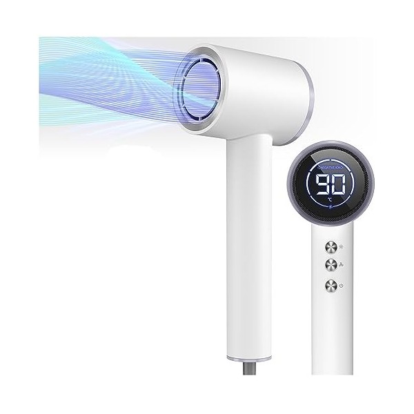 Seche cheveux Professionnel Ionique - DEWILY Hair Dryer, 3 températures, Sèche-cheveux de voyage pliable petit, Sèche-cheveux