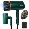 GRT RPO Sèche Cheveux Voyage Pliable Ionique 2200W Seche Cheveux Hair Dryer et Diffuseur & Buse, Restauration du Blu-ray Lége