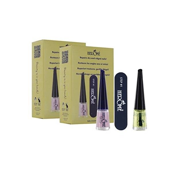 Herome 3-en-1 Nail Essentials Set Jaune - Travel Set - Soin Réparateur pour les Ongles Secs et Striés - Kit Avec Huile Nour