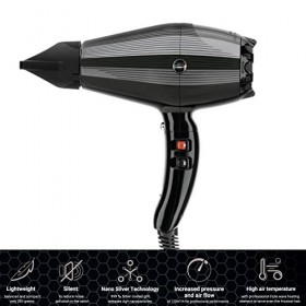 GAMMA+ Sèche-cheveux Ionique G-TRONIC Dual Ionic 2500, Sèche-cheveux Professionnel Léger 390 gr, Interrupteur On/Off Fonction