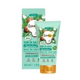 LOVEA - Soin De Jour Hydratant Visage - Huile De Coco Bio - Douceur & Eclat - Peaux Normales À Mixtes - 99% DOrigine Naturel