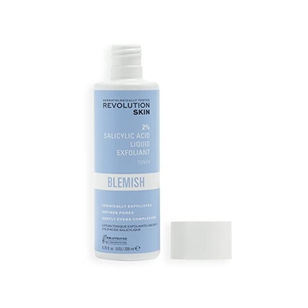 Revolution Skincare 2% de toner à acide salicylique, BHA Anti Blemish exfoliant, traitement du visage pour réduire les pores,