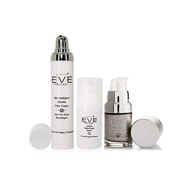 EVE REBIRTH Kit : Hyalu-Snake Sérum, 15 ml + Soin Anti-Rides Bio-Intelligent, 50 ml + Soin Anti-Rides Yeux Bio-Intelligent, 1