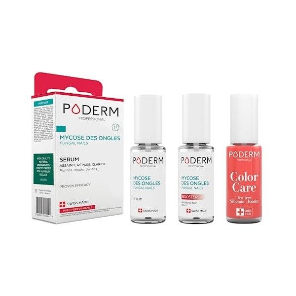 PODERM - LOT 3 PRODUITS | MYCOSE ONGLE TRAITEMENT PURIFIANT + BOOSTER - 2 Best Sellers pour soigner les ongles jaunes et abim