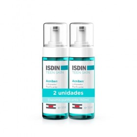 ISDIN Acniben Mousse Nettoyante Purifiante, Lot de 2 Unités, Nettoie en Profondeur les Pores, Régule lExcès de Sébum, Duplo 
