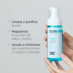 ISDIN Acniben Mousse Nettoyante Purifiante, Lot de 2 Unités, Nettoie en Profondeur les Pores, Régule lExcès de Sébum, Duplo 