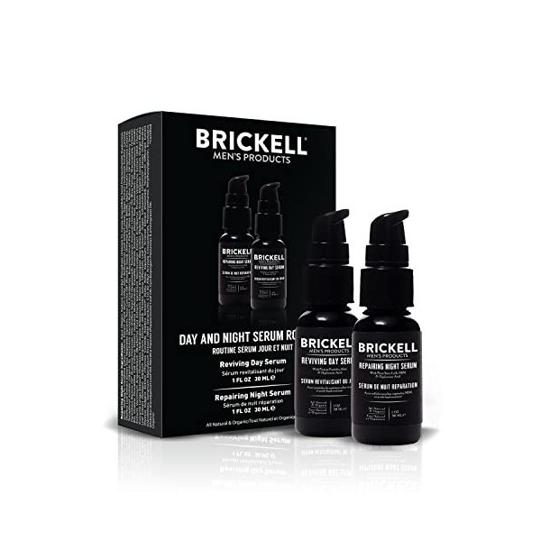 Sérum de jour et de nuit Brickell pour hommes, tout naturel et biologique, parfumé Non Parfumé 