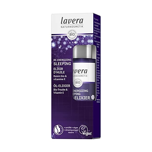 lavera Re-Energizing Sleeping Elixir d’huile - Vegan - Cosmétiques naturels - Ingrédients végétaux bio - 100% naturel 30ml