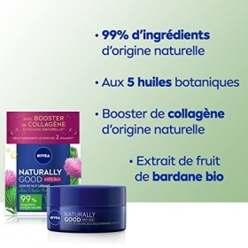 NIVEA NATURALLY GOOD Soin de Nuit Anti-âge à l’Extrait de Bardane Bio & Huile d’Argan Bio 50 ml, crème hydratante tous types 