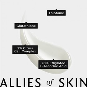 Allies of Skin 20% Vitamin C Brighten + Firm Serum: 20% Ethylated L-Ascorbic Acid + Orange Extract Complex. Waterless & Antio