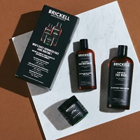 Brickell Men Daily Advanced Face Care Routine I, Gel nettoyant pour le visage, gommage pour le visage, lotion hydratante pour