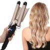 Fer à Lisser Big Wave 3 Tuyaux, Fer à Friser Professionnel, LCD Magic Wand Hair Waver Fer à Friser Fer à friser Outils de Coi