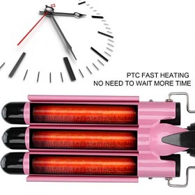 3 Barils Fer à Onduler, Fer à Boucler Fer à Friser Céramique, Bigoudis pour Cheveux Long Courts pour Femme, Réglages de Tempé