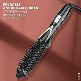 Mini brosse à friser les cheveux, fer à friser les cheveux pliable électrique chauffant en céramique anti-brûlure bigoudi ion