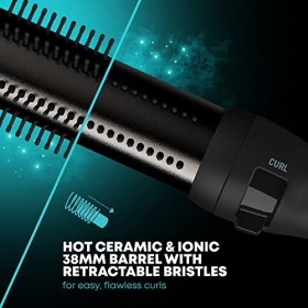 REVAMP PROGLOSS Perfect Finish Brosse Chauffante Volume + 4 Pinces à Cheveux, Boucles et Ondulations 38mm - Brosse à Cheveux 