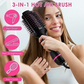 Brosse Soufflante, 3 en 1 Brosse à Air Chaud Professionnelle Volumisante en Une étape, Brosse pour Sèche-cheveux Ionique 1000