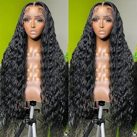 Maxine Perruques de cheveux humains HD pré-épilées avec cheveux de bébé mouillés et ondulés pour femme noire - 33 x 15 cm - D