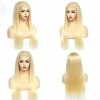 Perruque de cheveux brésiliens blonds de 33x10.2 cm avec dentelle frontale, 100 % cheveux vierges pré-épilés avec cheveux de 