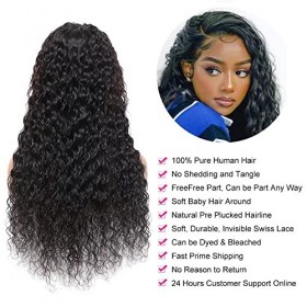 Ladiary Perruque Lace Frontal bresilienne water wave perruque femme naturelle noire longue perruque avec Perruques Lace Front