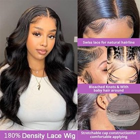 180% Densité 13x6 HD Transparent Dentelle Avant de Corps Vague Perruques de Cheveux Humains Msgem 81,3 cm Brésilien Vague de 