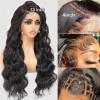 28 Pouces Perruque Femme Naturelle Brésilien, 13x4 Body Wave Lace Front Wig Human Hair with 180% Density, Perruque Bresilienn