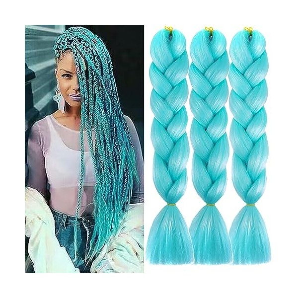 PORSMEER 24 Pouces Kanekalon Ombre Jumbo Cheveux Tressage Extensions,3 paquet de meches pour tresses africaine,Synthétique ra