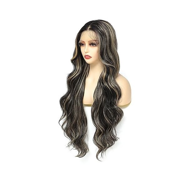 X-Tress 28" Lace Front Perruque pour Femme Blond Mixed Perruque Ondulee Naturelle Highlight Lace Front Wig Cheveux Meche Soup