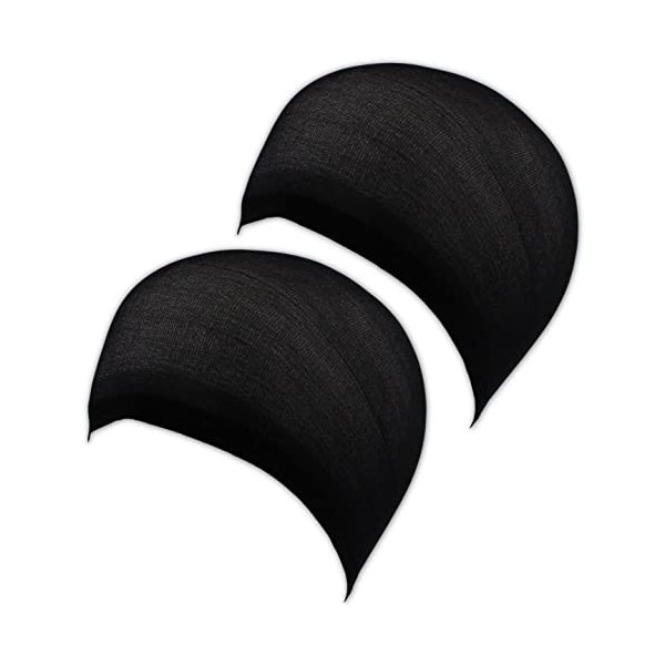 Topkids Accessories Lot de 2 bonnets de perruque en nylon extensible - Pour femme et fille - Noir