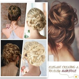 Discoball Extension de cheveux 90 g - Grande taille - Pour femme - Cheveux ondulés bouclés et désordonnés - Chignon donut - P