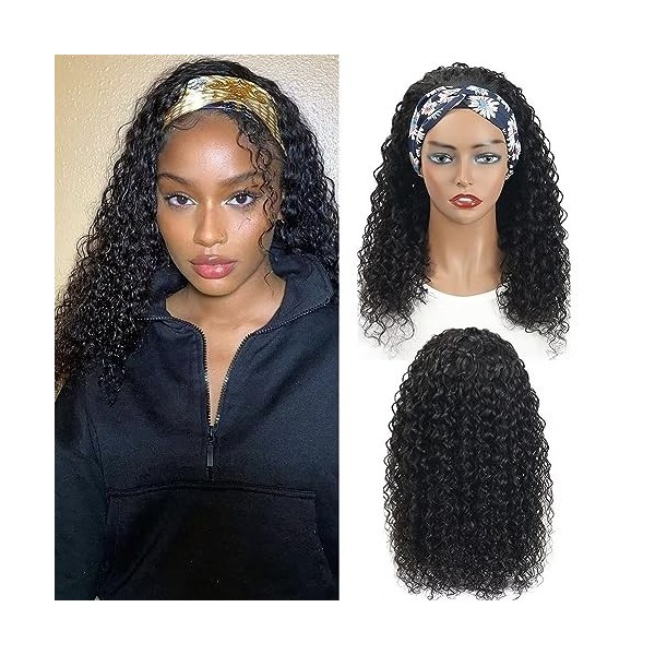 Perruque bandeau cheveux femme bresilienne bouclée No Lace Front Headband Wigs Perruques de cheveux humains pour femmes Femme