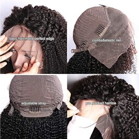 Perruque afro de cheveux humains crépus bouclés 33 x 10 cm HD avec dentelle frontale - Densité de 180 degrés - Cheveux humain