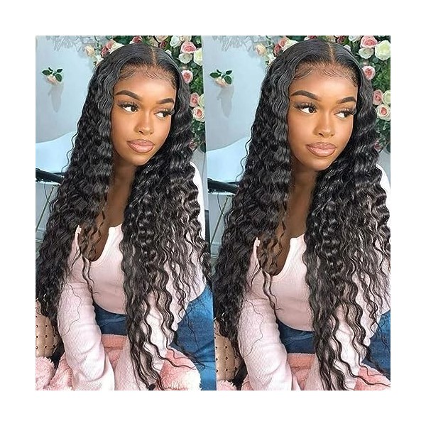 Deep Wave Human Hair Wig 13X6 Front Wigs Glueless Wigs Brazilian Remy Hair Black Color Wig Top Swiss Lace With Baby Hair Wig 