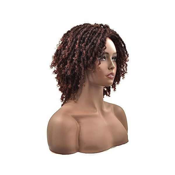 Ombre Brown dreadlock femmes perruque boucles courtes tresse synthétique perruque résistant à la chaleur perruque quotidienne