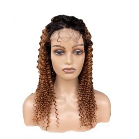 YesJYas Perruque Femme Naturelle Brésilien Glueless Wig Human Hair 150% Density 4x4 Lace Closure Wig 1B/30 Colored Water Wave