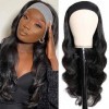 SHIHERESH 24 Pouces Body Wave Silk Headband Wigs， Long Curly Natural Black Synthetic Wigs Glueless None Lace Front Headband W