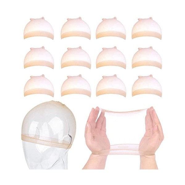 12 Pièces Bonnet Perruque, Bonnets de Perruque Transparents pour Femmes, Bonnet de Perruque Respirant pour Perruque à Lace Fr