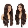 X-Tress 13x4x1 Perruque Brune Lace Front Synthétique Perruque Ondulée Body Wave Lace Front Wig Nylon Wig Highlight Brown Wig 