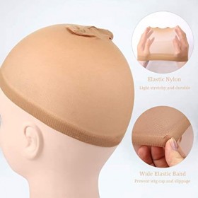 6 pièces casquettes de perruque nues,bonnets de perruque en nylon extensible bonnets de perruque doux et respirants pour femm