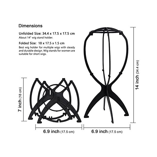 XCZYN Support de perruque Portable pliable tête de perruque pour perruques courtes affichage porte-perruque pliant séchoir de