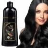 Shampooing Teinture Cheveux Noir 3 en 1, Shampooing Teinture Rapide Hydratant Nourrissant, Shampooing pour Coloration Naturel