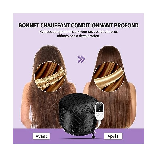 Capot Chauffant pour Cheveux Vapeur Soins - Capot Chauffant pour Cheveux Crépus Curl Capillaire Salon Chapeau de Cheveux Spa 