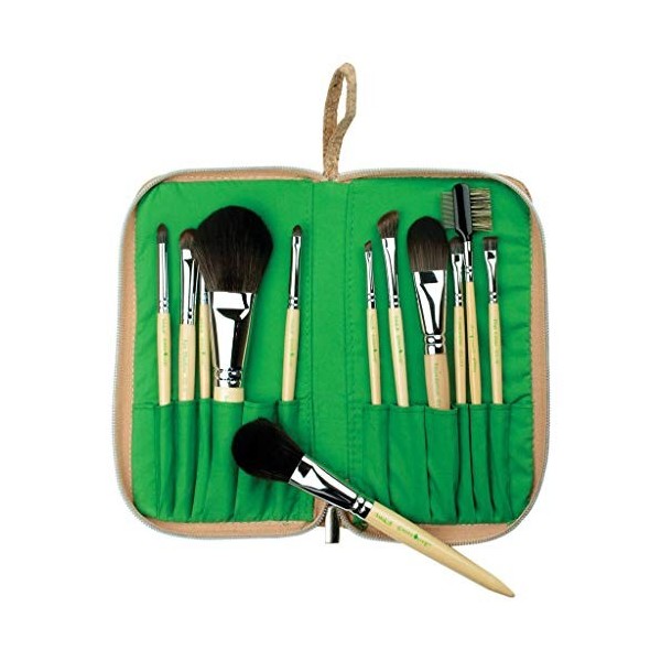 Silk Pro - Kit Maquillage 12 Pinceaux Greenline Ecologique en Trousse