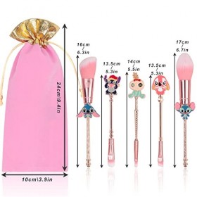 Lot de 5 pinceaux de maquillage avec sac de rangement, ensemble de pinceaux de maquillage portables sur le thème des points p