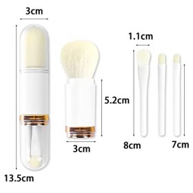 Jancosta Lot de mini pinceaux de maquillage 4 en 1,Portable,Pinceau de maquillage pour le visage,Pinceau rétractable, pinceau