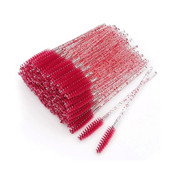 Lot de 100 pinceaux à mascara pour extensions de cils, contour des sourcils et maquillage rouge 