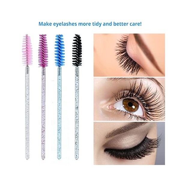 Lot de 50 pinceaux à sourcils jetables, micro brosses à cils, baguettes à mascara, bobines pour extensions de cils, outils de