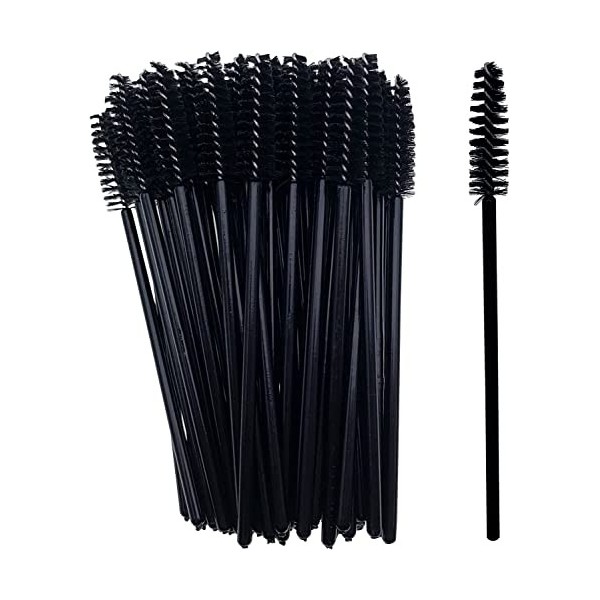 BANSHAN Lot de 50 pinceaux à cils jetables pour maquillage - Noir