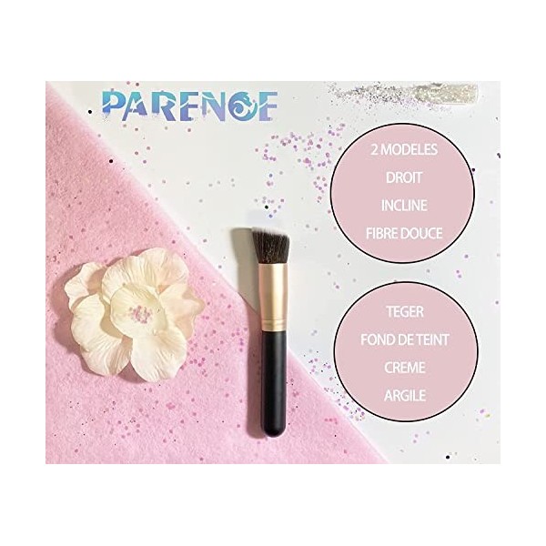 PARENCE - Pinceau Fond de Teint Professionnel Kabuki pour Maquillage du Visage - Parfait Pour le Mélange Liquide, Crème ou Po